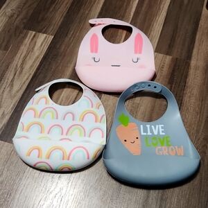 Cloud Island  set of 3  Adjustable Silicone Bibs Spring Easter